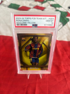 Ronaldinho Barcelona Gold Drip TOPPS PSA 10 POP 3 23/50